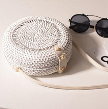 Load image into Gallery viewer, Woven Rattan Bag Round Straw Shoulder Bag Small Beach HandBags Women Summer Hollow Handmade Messenger Crossbody Bags