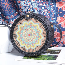 Load image into Gallery viewer, Woven Rattan Bag Round Straw Shoulder Bag Small Beach HandBags Women Summer Hollow Handmade Messenger Crossbody Bags