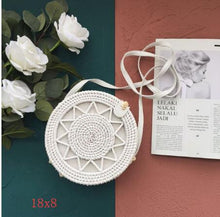 Load image into Gallery viewer, Woven Rattan Bag Round Straw Shoulder Bag Small Beach HandBags Women Summer Hollow Handmade Messenger Crossbody Bags