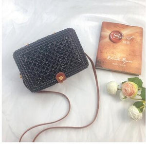 Woven Rattan Bag Round Straw Shoulder Bag Small Beach HandBags Women Summer Hollow Handmade Messenger Crossbody Bags