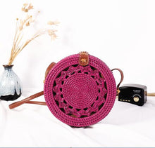 Load image into Gallery viewer, Woven Rattan Bag Round Straw Shoulder Bag Small Beach HandBags Women Summer Hollow Handmade Messenger Crossbody Bags