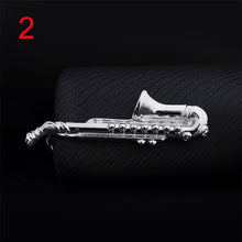Load image into Gallery viewer, 1pc Men Tie Clip Fish Bone Leaf Guitar Feather Saxophone Multiple Styles Silver Tone Metal Tie Clip Tie Bar Necktie Clips Gifts