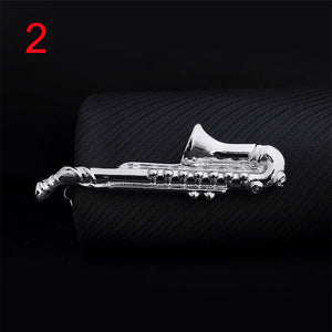 1pc Men Tie Clip Fish Bone Leaf Guitar Feather Saxophone Multiple Styles Silver Tone Metal Tie Clip Tie Bar Necktie Clips Gifts