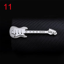 Load image into Gallery viewer, 1pc Men Tie Clip Fish Bone Leaf Guitar Feather Saxophone Multiple Styles Silver Tone Metal Tie Clip Tie Bar Necktie Clips Gifts