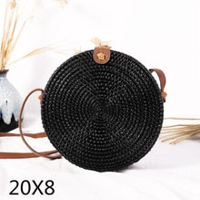 Load image into Gallery viewer, Woven Rattan Bag Round Straw Shoulder Bag Small Beach HandBags Women Summer Hollow Handmade Messenger Crossbody Bags