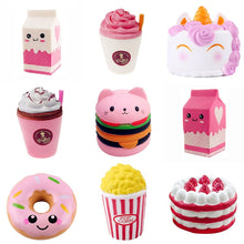 Load image into Gallery viewer, Antistress Squishy Hamburger Milkshake Squishe Donut Popcorn Toys Stress Relief Anti-Stress Practical Jokes Surprise Squshy Gift