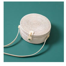 Load image into Gallery viewer, Woven Rattan Bag Round Straw Shoulder Bag Small Beach HandBags Women Summer Hollow Handmade Messenger Crossbody Bags