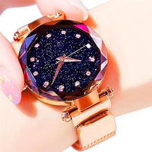 Load image into Gallery viewer, Simple 2019 Diamond Luxury Women Watches Starry Sky Rose Gold Magnet Mesh Band Rhinestones Quartz Wristwatch Ladies Female Watch