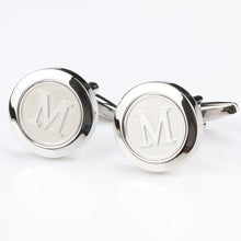 Load image into Gallery viewer, Mens Classic silver Initial Cufflinks Alphabet Letter Cufflinks Formal Business Wedding Shirts A-Z