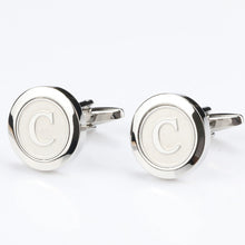 Load image into Gallery viewer, Mens Classic silver Initial Cufflinks Alphabet Letter Cufflinks Formal Business Wedding Shirts A-Z