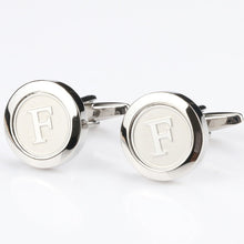 Load image into Gallery viewer, Mens Classic silver Initial Cufflinks Alphabet Letter Cufflinks Formal Business Wedding Shirts A-Z