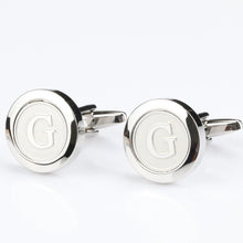 Load image into Gallery viewer, Mens Classic silver Initial Cufflinks Alphabet Letter Cufflinks Formal Business Wedding Shirts A-Z