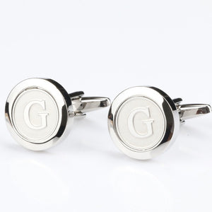 Mens Classic silver Initial Cufflinks Alphabet Letter Cufflinks Formal Business Wedding Shirts A-Z