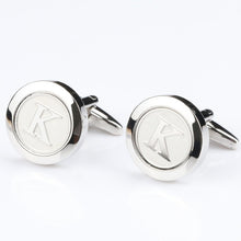 Load image into Gallery viewer, Mens Classic silver Initial Cufflinks Alphabet Letter Cufflinks Formal Business Wedding Shirts A-Z