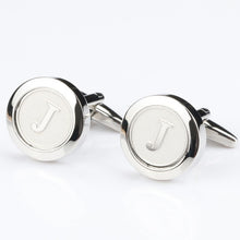 Load image into Gallery viewer, Mens Classic silver Initial Cufflinks Alphabet Letter Cufflinks Formal Business Wedding Shirts A-Z