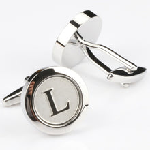 Load image into Gallery viewer, Mens Classic silver Initial Cufflinks Alphabet Letter Cufflinks Formal Business Wedding Shirts A-Z