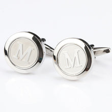 Load image into Gallery viewer, Mens Classic silver Initial Cufflinks Alphabet Letter Cufflinks Formal Business Wedding Shirts A-Z