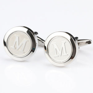 Mens Classic silver Initial Cufflinks Alphabet Letter Cufflinks Formal Business Wedding Shirts A-Z