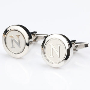 Mens Classic silver Initial Cufflinks Alphabet Letter Cufflinks Formal Business Wedding Shirts A-Z