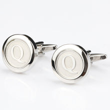 Load image into Gallery viewer, Mens Classic silver Initial Cufflinks Alphabet Letter Cufflinks Formal Business Wedding Shirts A-Z