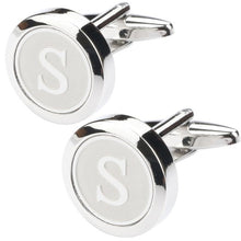 Load image into Gallery viewer, Mens Classic silver Initial Cufflinks Alphabet Letter Cufflinks Formal Business Wedding Shirts A-Z
