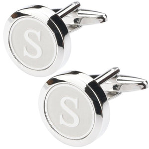 Mens Classic silver Initial Cufflinks Alphabet Letter Cufflinks Formal Business Wedding Shirts A-Z