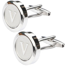 Load image into Gallery viewer, Mens Classic silver Initial Cufflinks Alphabet Letter Cufflinks Formal Business Wedding Shirts A-Z