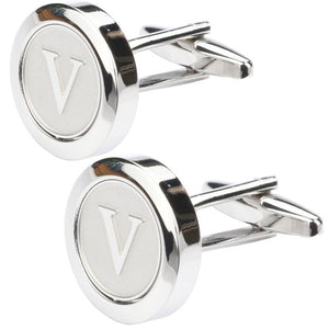Mens Classic silver Initial Cufflinks Alphabet Letter Cufflinks Formal Business Wedding Shirts A-Z