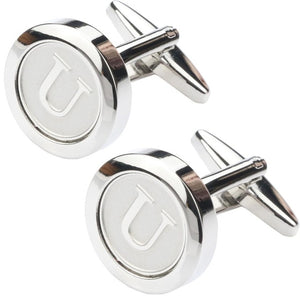 Mens Classic silver Initial Cufflinks Alphabet Letter Cufflinks Formal Business Wedding Shirts A-Z