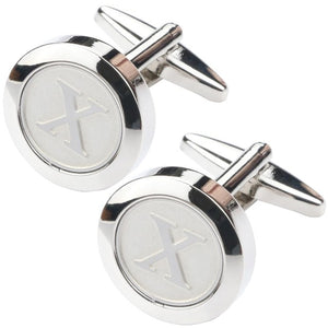 Mens Classic silver Initial Cufflinks Alphabet Letter Cufflinks Formal Business Wedding Shirts A-Z