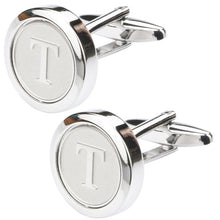Load image into Gallery viewer, Mens Classic silver Initial Cufflinks Alphabet Letter Cufflinks Formal Business Wedding Shirts A-Z
