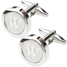 Load image into Gallery viewer, Mens Classic silver Initial Cufflinks Alphabet Letter Cufflinks Formal Business Wedding Shirts A-Z