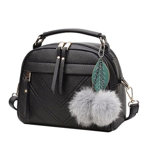 2019 New Fashion PU Leather Handbag for Women Girl Messenger Bags with Ball Toy Bolsa Female Shoulder Bags Ladies Party Handbags