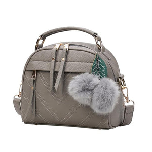 2019 New Fashion PU Leather Handbag for Women Girl Messenger Bags with Ball Toy Bolsa Female Shoulder Bags Ladies Party Handbags