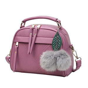 2019 New Fashion PU Leather Handbag for Women Girl Messenger Bags with Ball Toy Bolsa Female Shoulder Bags Ladies Party Handbags