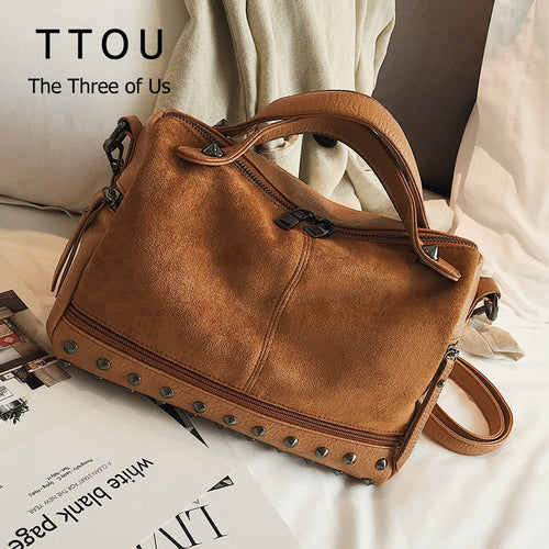 TTOU Fashion Women Top-handle Shoulder Bags With Rivets High Quality Leather Female Large capacity Tote Bags Dropshipping New