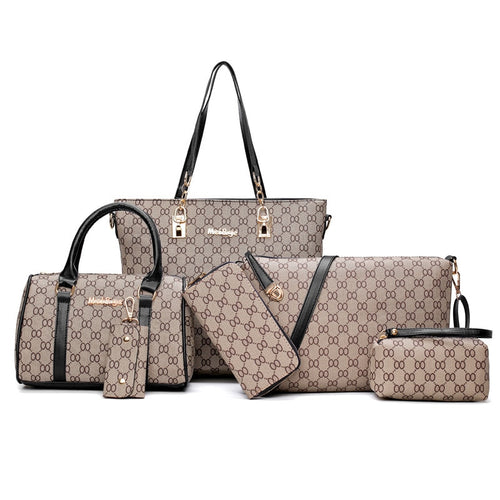 WOMEN'S Bag 2019 New Style Fashion Different Size Bags Six Pieces Set Simple Versatile Shoulder Bag Printed Handbag New
