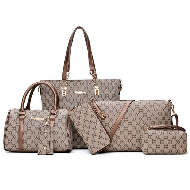 WOMEN'S Bag 2019 New Style Fashion Different Size Bags Six Pieces Set Simple Versatile Shoulder Bag Printed Handbag New