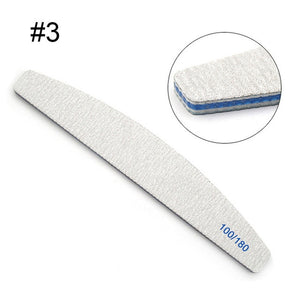 1 Pc Half-Moon-Shaped Nail File Nail Buffer Washable Grinding Polishing Sanding Buffing Manicure Pedicure Nail Art Tools