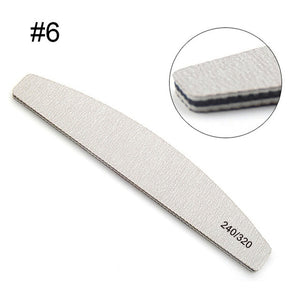 1 Pc Half-Moon-Shaped Nail File Nail Buffer Washable Grinding Polishing Sanding Buffing Manicure Pedicure Nail Art Tools