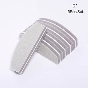 1 Pc Half-Moon-Shaped Nail File Nail Buffer Washable Grinding Polishing Sanding Buffing Manicure Pedicure Nail Art Tools