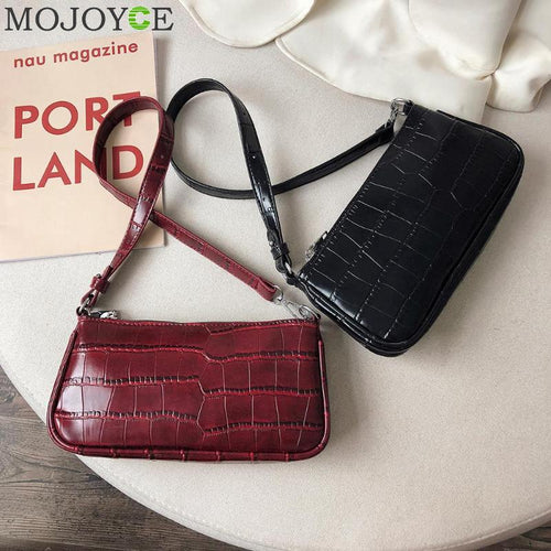 Retro Handbag Women Crocodile Leather Shopping Totes Office Ladies Elegant Solid ColorShoulder Bag