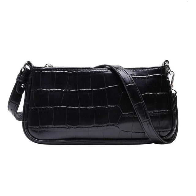 Retro Handbag Women Crocodile Leather Shopping Totes Office Ladies Elegant Solid ColorShoulder Bag