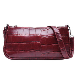 Retro Handbag Women Crocodile Leather Shopping Totes Office Ladies Elegant Solid ColorShoulder Bag