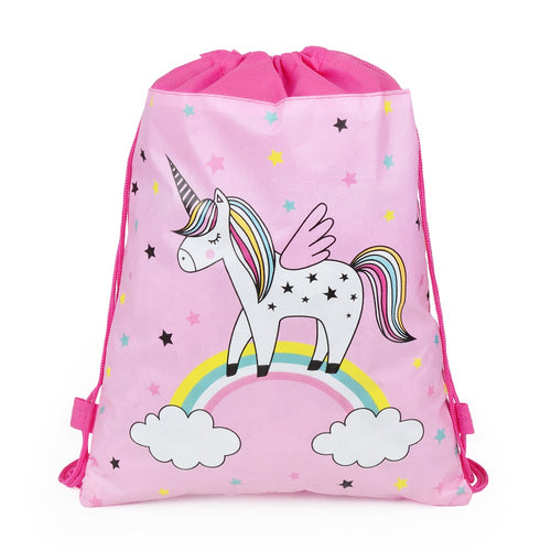 Unicorn Drawstring Bag Double Rope Cartoon Waterproof Drawstring Bag Backpack Backpack for Young Women Storage Bag