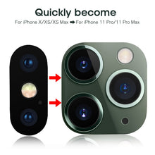 Load image into Gallery viewer, For iPhone X XS Max XR XS Seconds Change for iPhone 11 Pro Max Lens Sticker Camera Lens Screen Protector Change to For iPhone 11