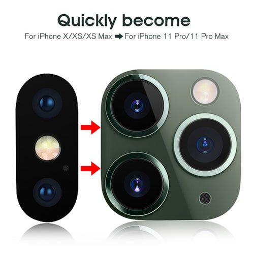 For iPhone X XS Max XR XS Seconds Change for iPhone 11 Pro Max Lens Sticker Camera Lens Screen Protector Change to For iPhone 11