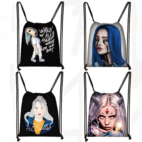 Billie Eilish drawstring bag BE women fashion storage bag teenager canvas backpack ladies party shopping bags