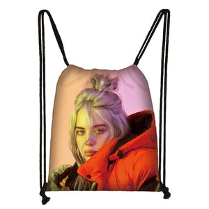 Billie Eilish drawstring bag BE women fashion storage bag teenager canvas backpack ladies party shopping bags