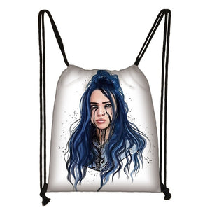 Billie Eilish drawstring bag BE women fashion storage bag teenager canvas backpack ladies party shopping bags